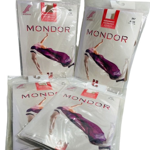 4 Packs MONDOR 397 Dance Tights Child Size 6-10 Footed Soft Light Tan Support - Picture 1 of 6